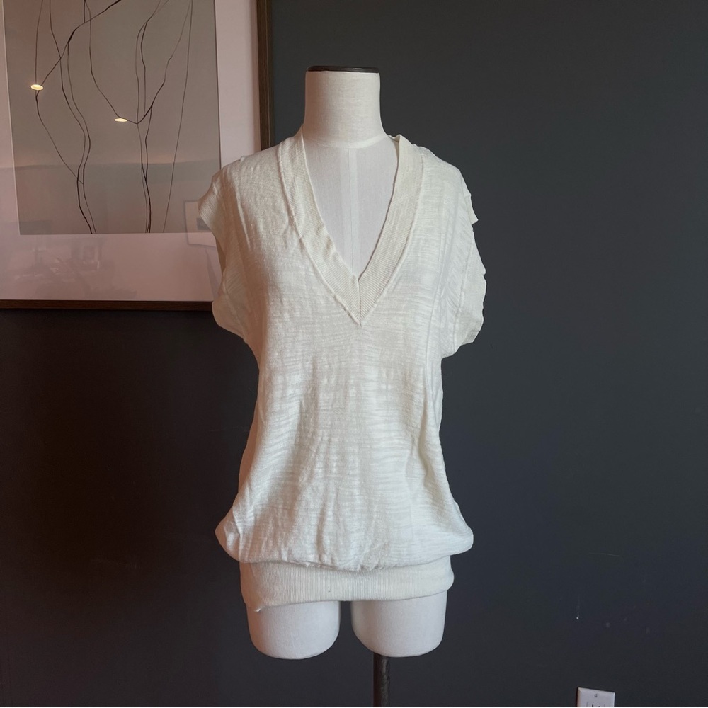 Maison Margiela Cream Ribbed Knit Vest | Minimalist Runway Editorial Layer